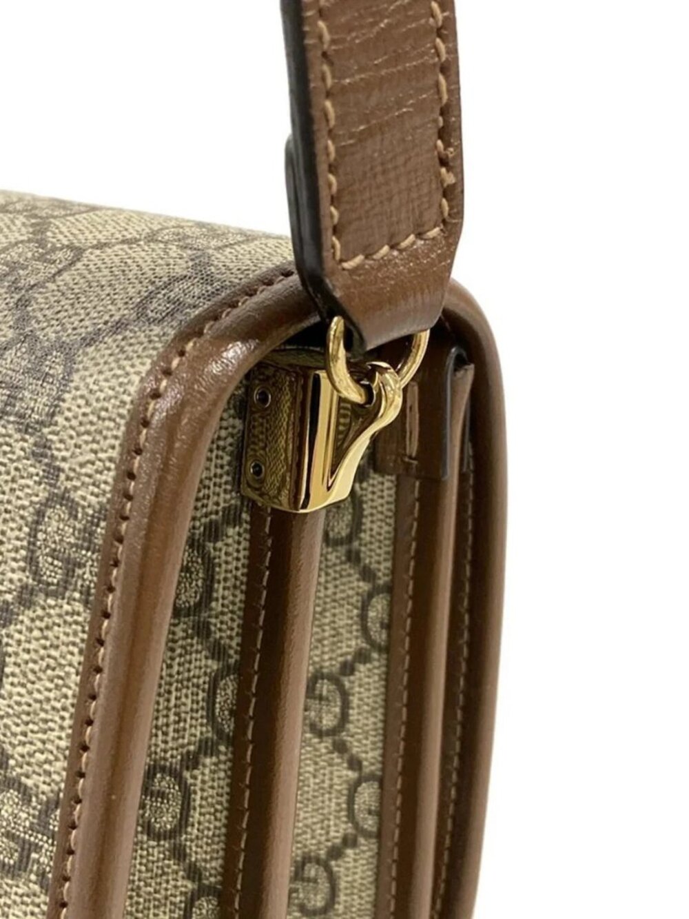 GUCCI GG Supreme, Interlocking G 671620 Beige Dark Brown PVC - Shoulder Bag - Picture 9 of 15